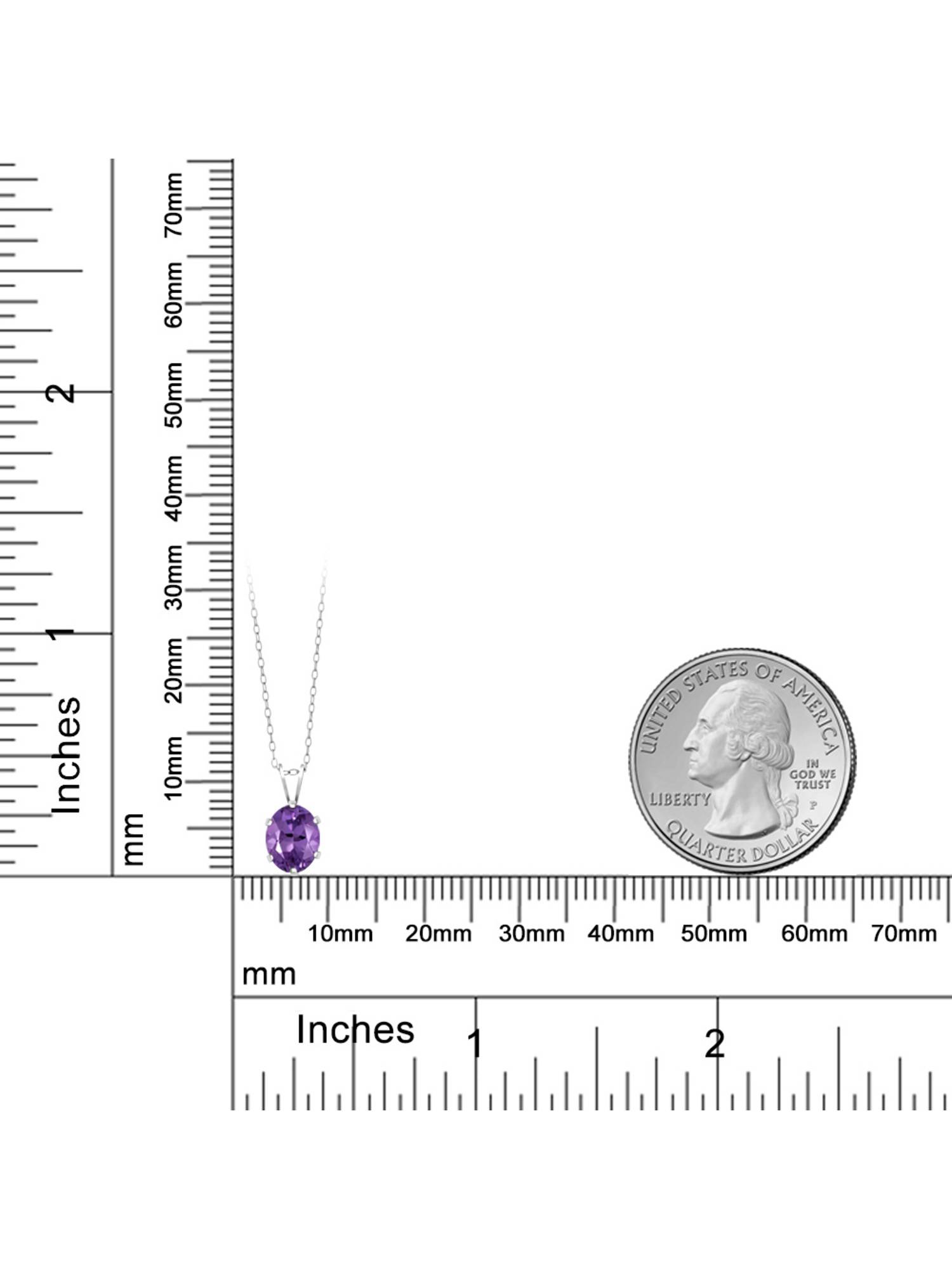 Gem Stone King 0.75 Ct Oval Shape Purple Amethyst 925 Sterling Silver Pendant - image 4 of 6