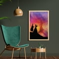 thumbnail image 2 of Fantasy Wall Art with Frame, Silhouette of Prince and Cartoon Castle House Tale Dream Girls Image, Printed Fabric Poster for Bathroom Living Room, 23" x 35", Multicolor, by Ambesonne, 2 of 2