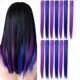 thumbnail image 3 of 39 Piezas de Colores para Fiestas Destacados Clip de Colores en Extensiones de Cabello 55Cm Postizos Sintéticos Rectos, PúRpura + Azul, 3 of 3