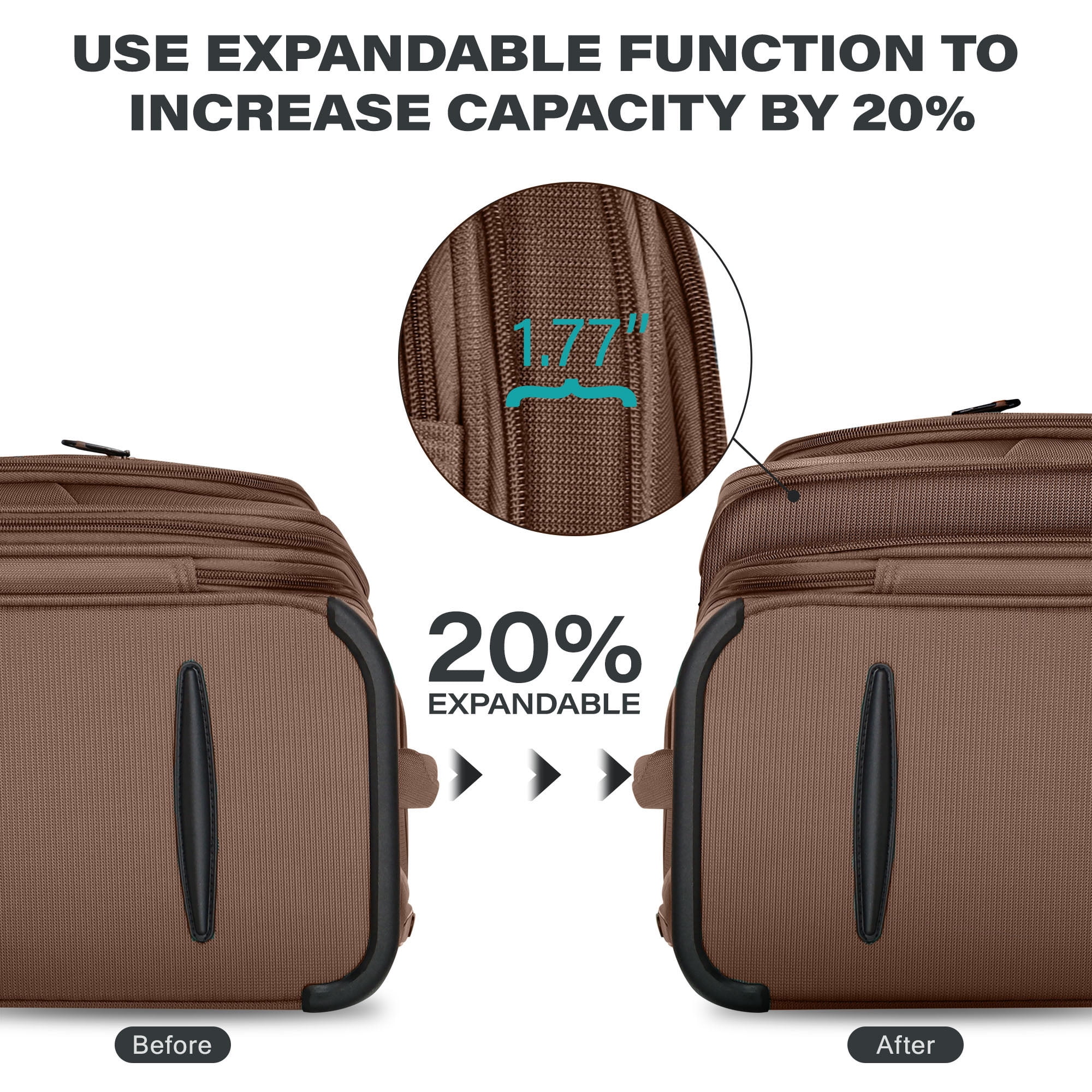 28 Inch Large Softside Checked Luggage,Expandable Soft Shell Suitcase with Spinner Wheels and TSA Lock,Durable Lightweight Travel Case,XJ1907-Coffee