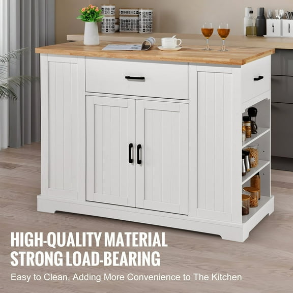 Multifunctional Kitchen Utility Cart with Drawer & Shelves, Mobile Serving Island, Retro Industrial Style