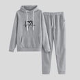 thumbnail image 1 of DPTALR Women's Casual Printed Hooded Drawstring Loose Long Sleeve Sweatshirt Tops And Long Pants Set Suits, 1 of 4