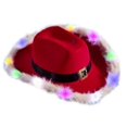 thumbnail image 1 of Santa Claus Party Christmas Luminous Cowboy Hat Western Red Felt Hats Wide Brim Hat Jazz Hat Christmas, 1 of 5
