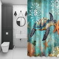 thumbnail image 4 of Ocean Turtle Starfish Bathroom Shower Curtain, Retro Coral Floral Sea Blue Theme Waterproof Washable Soft Bath Curtain for Bathtub Decor with 12 Hooks&Grommet, 66x72 Inch, 4 of 9