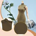 thumbnail image 4 of Vestido ajustado a escala 1/6, minivestido corto con cuello simulado, elegante vestido de verano en miniatura. Verde, 4 of 5