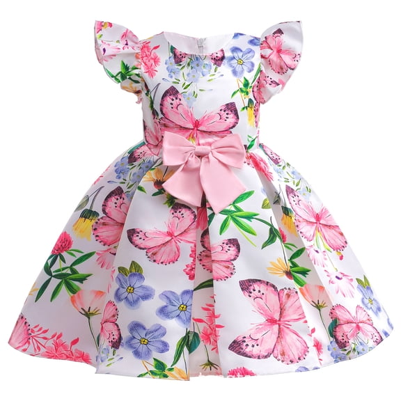 2-9T Flower Butterfly Girls Dress Ball Gown Party Pageant Floral Dresses