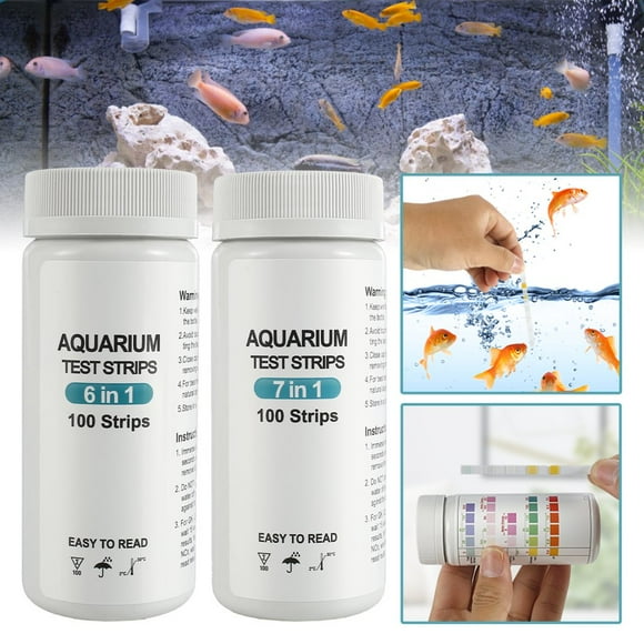 100Pcs Aquarium Test Strips 7 in 1 Fish Tank Test Kit Freshwater Saltwater Aquarium Water pH Test Strips Kit