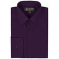 thumbnail image 2 of Men's Classic Long Sleeve Solid Color Barrel Cuff Dress Shirt (Eggplant, XL 34/35), 2 of 2