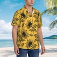 thumbnail image 3 of Fuzoiu Autumn Sunflower Print Hawaiian Shirt for Men, Summer Beach Casual Short Sleeve Button Down Shirts, Men’s Beach Summer Shirts with Pocket,X-Large, 3 of 7