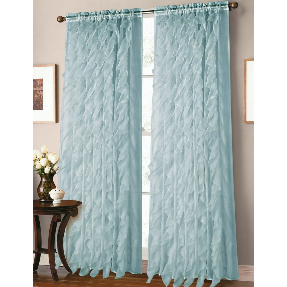1pc Teal Cascade Sheer Window Curtain Panel 55" x 84"