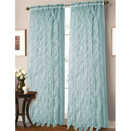 1pc Teal Cascade Sheer Window Curtain Panel 55 X 84 Walmart Com