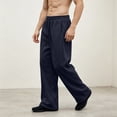 thumbnail image 3 of Qgtaibl Men's Wide Leg Sweatpants with Pockets Loose Fit Breathable Casual Workout Trousers Drawstring Elastic Waist Uncuffed Fall Joggers Dark Blue XXL, 3 of 6
