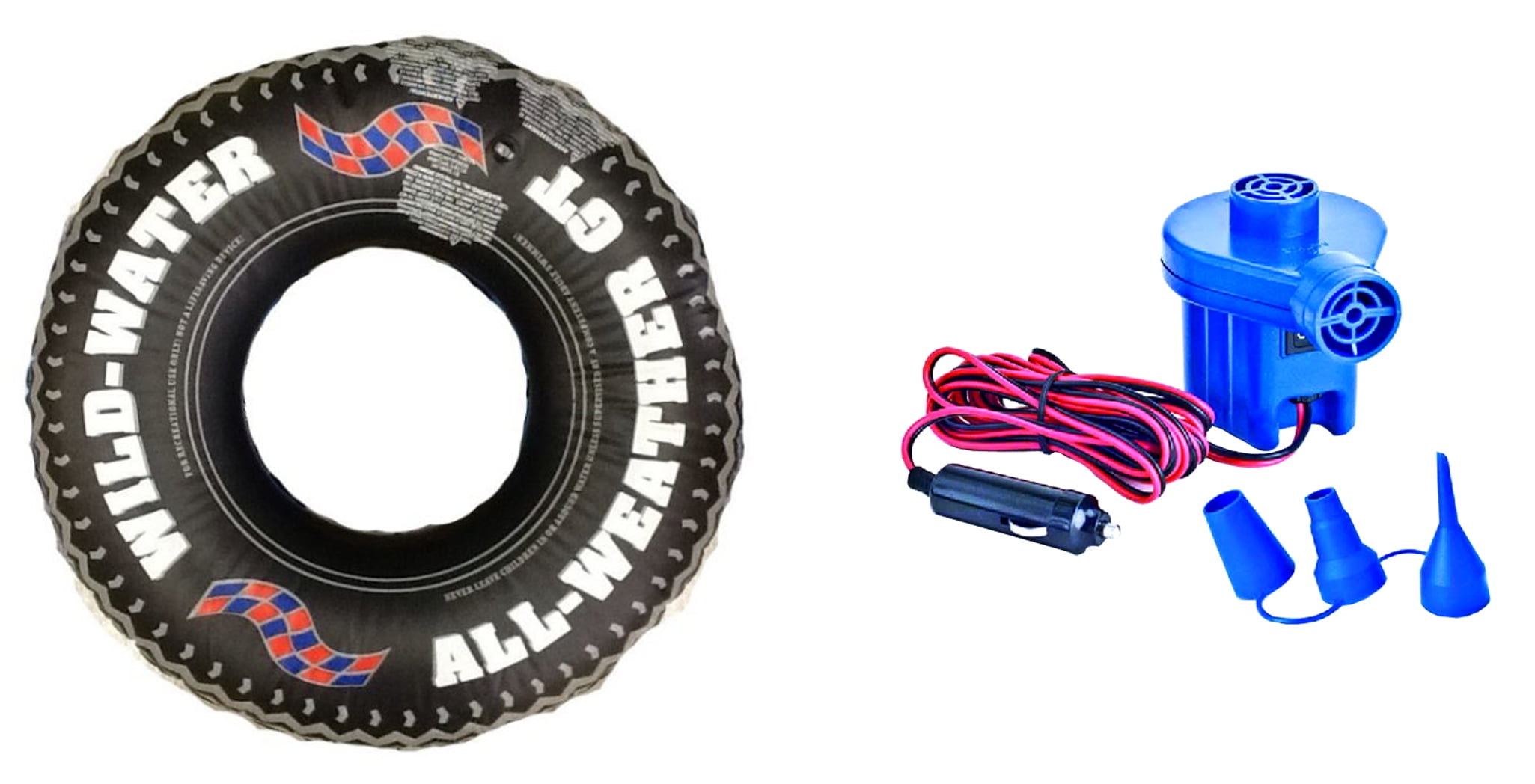 Swimline 9021 36" Inflatable Pool River Lake Floating Tire Tube w Electric Pump by Swimline