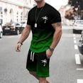 thumbnail image 2 of Men's Suits Product Title for Summer Athletic Set with Color Block Design and Adjustable Drawstring Waist Casual O Neck Short Sleeve Tracksuit, 2 of 5
