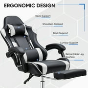 EDX Ergonomic Gaming Chair High Back Office Chair with Lumbar Support and Adjustable Armrests Swivel Racing Chair, Black and White