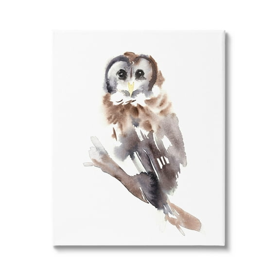 Stupell Industries Perched Owl Gazing Watercolor Style Painting Gallery Wrapped Canvas Print Wall Art, Design by Annie Warren