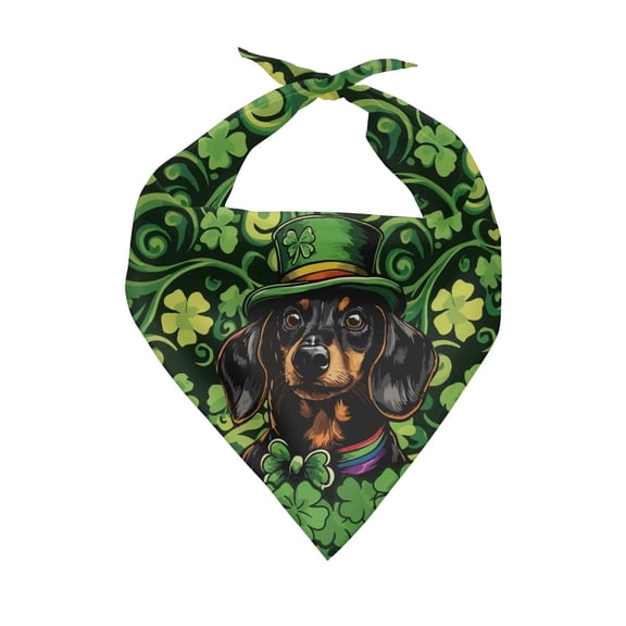 Valentine's Day Heart & St. Patrick's Day Shamrock Dog Scarf, Free-Size Reversible Pet Handkerchief Decor Bandana for All Cat Dog