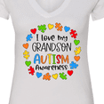 thumbnail image 4 of Inktastic I Love My Grandson Autism Awareness Women's V-Neck T-Shirt, 4 of 5