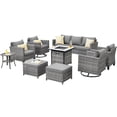 thumbnail image 2 of Ovios 9 Pieces Outdoor Patio Furniture with 30Inch Gas Fire Pit Table CSA Approved Grey Wicker Conversation Set with 360 Degree Swivel Rocking Chair, 2 of 6