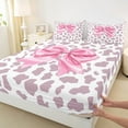 thumbnail image 3 of Homewish Kawaii Princess Ribbon Twin Sheet Sets for Girls, Fashion Thistle Leopard Print Twin Fitted Sheet, Cute Cartoon Flat Sheet, Luxury Bedroom Decor, 3 Pieces, 3 of 7