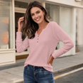 thumbnail image 3 of Mityle Women's Henley T-Shirts Trendy Casual Ribbed Tops Women Long Sleeve Loose Fit Tees, 3 of 4