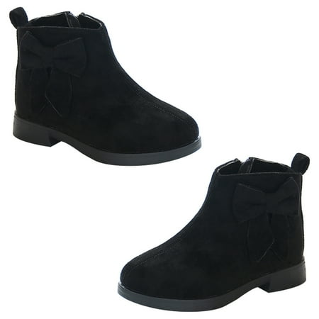 

1 Pair Girl Short Boots Ankle Boots Children Bow-knot Shoes Autumn Winter Shoes