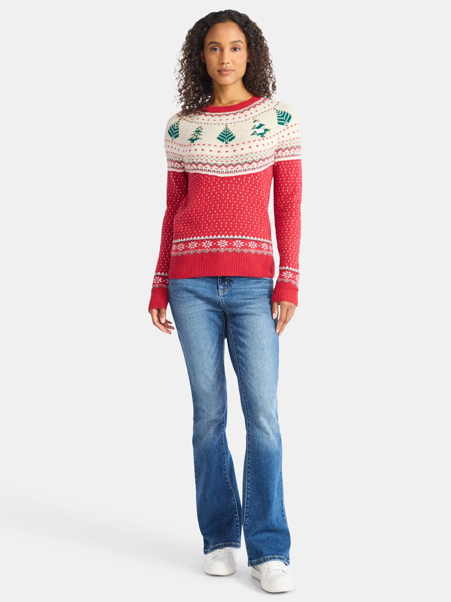 Holiday Time Women's and Women's Plus Pretty Christmas Sweater, Sizes XXS-3X
