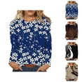 thumbnail image 1 of Chandails à Manches Longues pour Femmes 2026 Mode Col Rond T-Shirt Graphique Chemise Blouse Hauts, 1 of 2