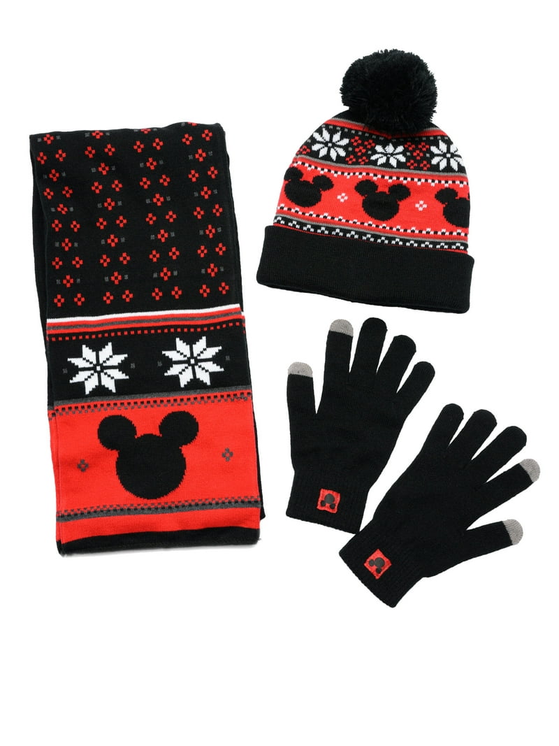 Disney Mickey Mouse 3-Piece Winter Knit Set: Beanie, Gloves 