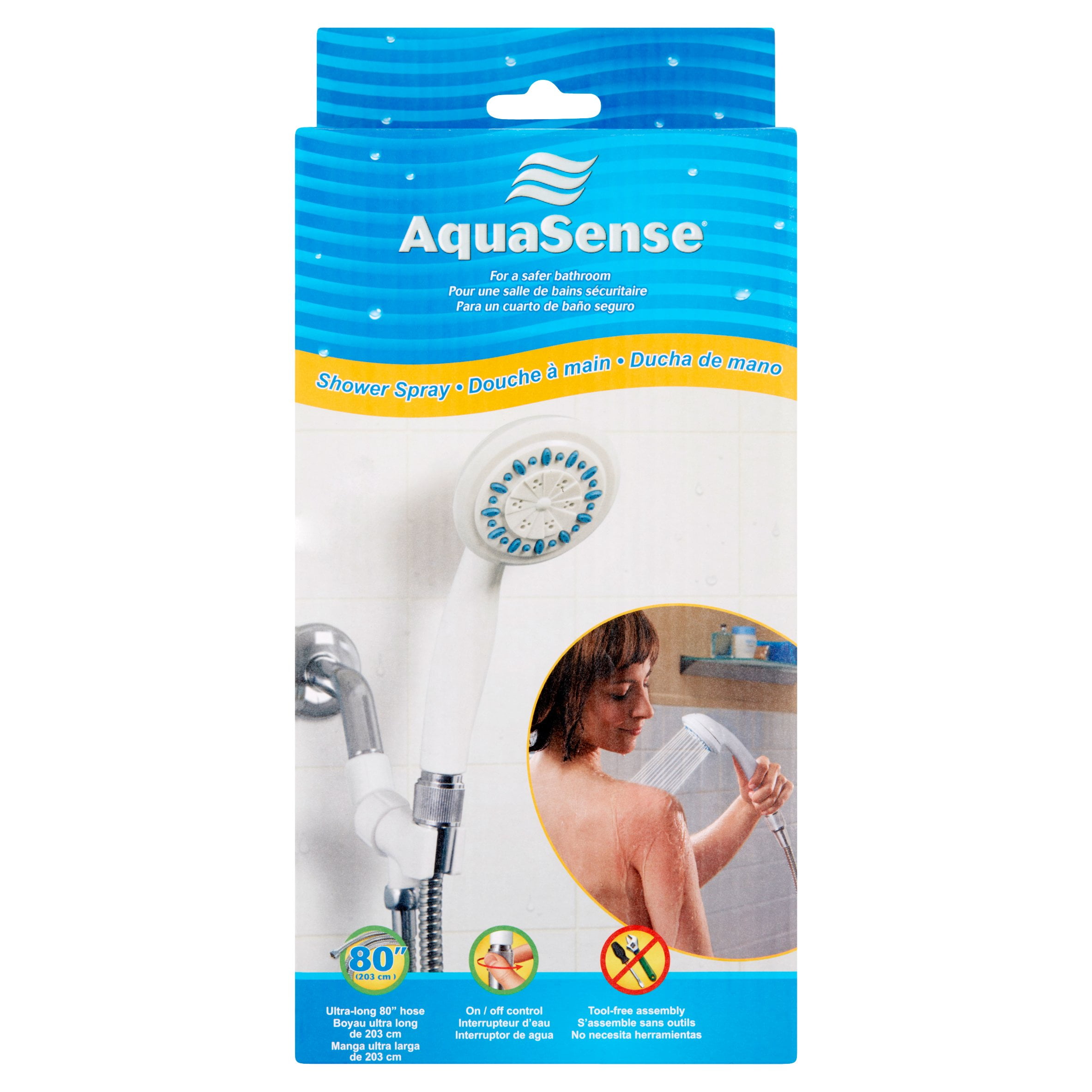 Aquasense 3 Setting Handheld Shower Head With Ultra-Long Stainless Steel Hose W 