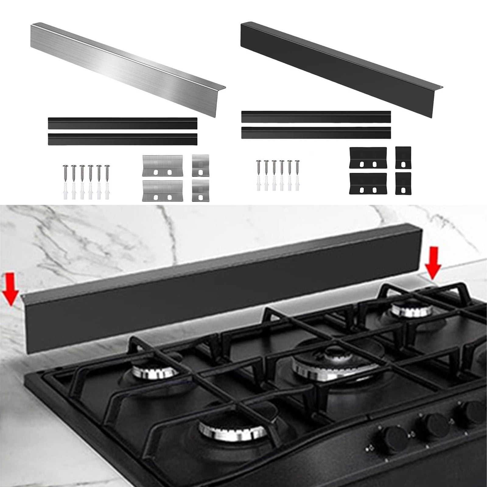 RUISINERY Slide-in Ranges Rear Filler Kits 30inch Trim Between Stove and Backsplash Universally for Stove Gaps Black/Silve