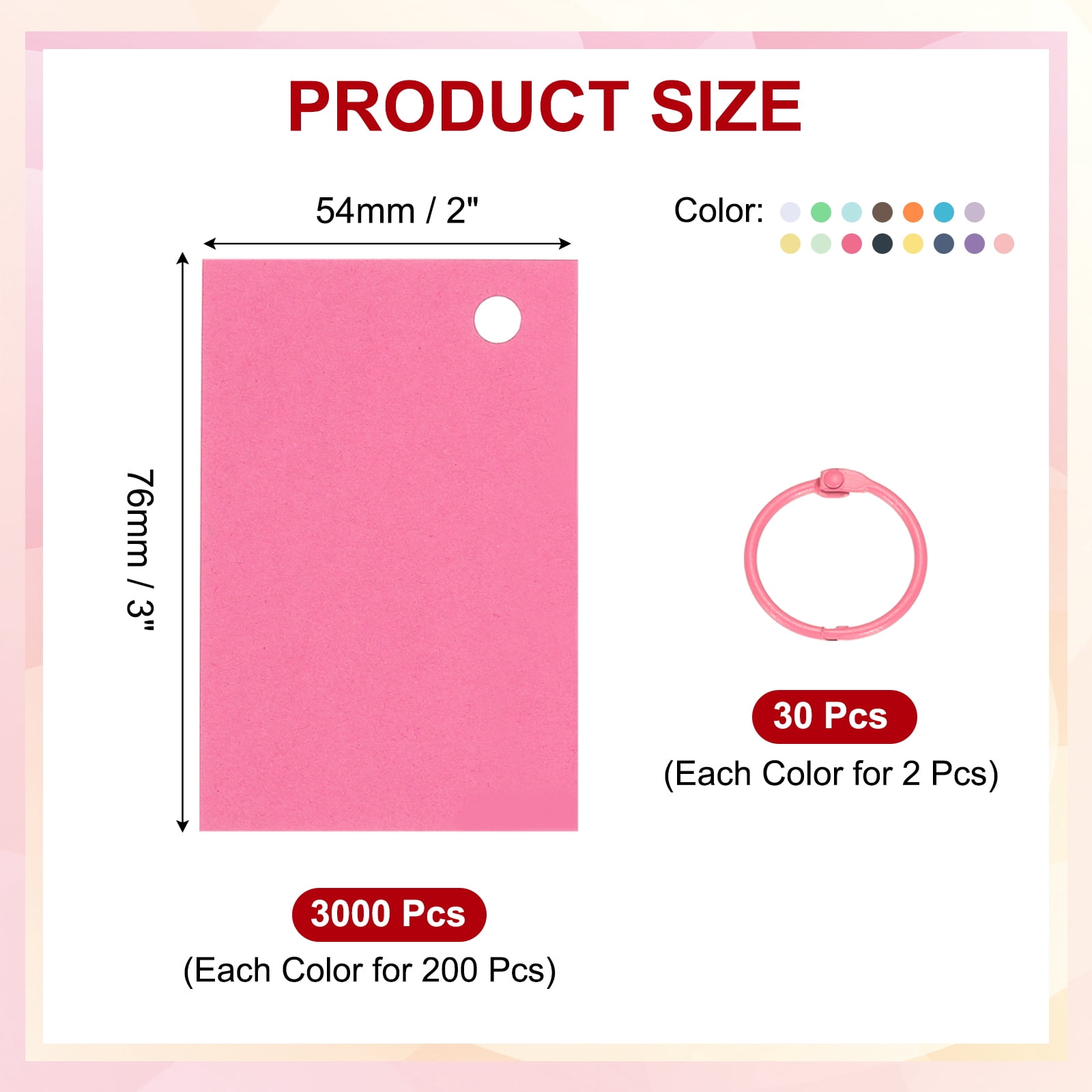 3"x2" Blank Paper Business Cards 3000 Pack Small Index Flash Cards Words Message Note Card Mini Paper Tags for DIY Craft Scrapbooking, 15 Colors