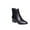 Black, variant on Fesfesfes Faux-Leather Boots for Women Side Zipper Mid Heel Flat Bottom Short Barrel Pointed Thin Synthetic Boots 7.5(40)