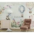 thumbnail image 2 of Hot Air Balloon Pastel Colors Kids Wallpaper , Crib Back Baby Room, 2 of 5