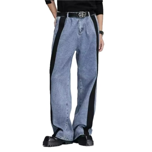 Mens Plus Size Denim Vest and Pants Set Two Piece with Pockets Zipper Closure Durable Everyday Outfit For Casual Wear