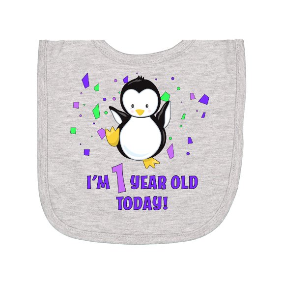 Inktastic I'm 1 Year Old Today-first Birthday Baby Penguin Newborn Bib