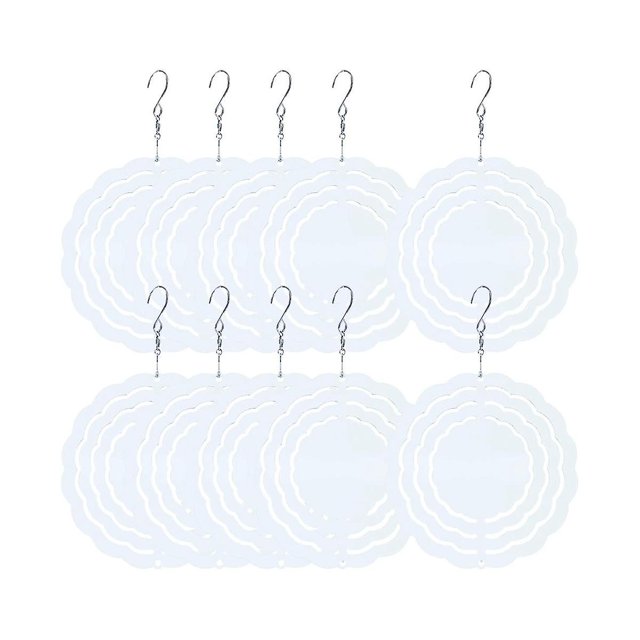 10 piezas de 3 pulgadas de sublimación de molinillos de viento en blanco, escultura cinética impulsada por el viento, suspensión giratoria Tri
