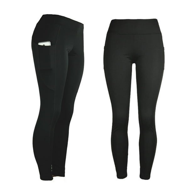 Leggings de Yoga Nikou Cintura Alta Con Realce de Glúteos y Bolsillos Laterales Negro XL