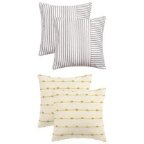 Unique Bargains 4 Pcs Modern Farmhouse Striped Throw Pillow Covers Yellow/Black