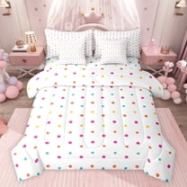jejeloiu Colorful Polka Dots 7-Piece Twin Bedding Sets,Modern Geometric Circle Bedding Comforter Set For Girls Reversible