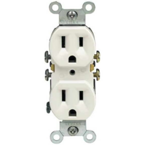 Leviton 212-05320-WCP 15A- 125 Volts- White Residential Grade Grounding Duplex Receptacle - Pack Of 10