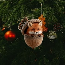 Forest Animal Acorn Ornaments, 10cm/7 Inch Acrylic Cute Cozy Forest Christmas Ornaments, Upgrade Christmas Woodland Creature Hanging Ornament Pine Cone Animal Decoration(C)