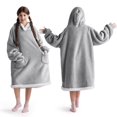 thumbnail image 1 of Sudadera con capucha para adultos y niños, forro sherpa, color gris, 1 of 6