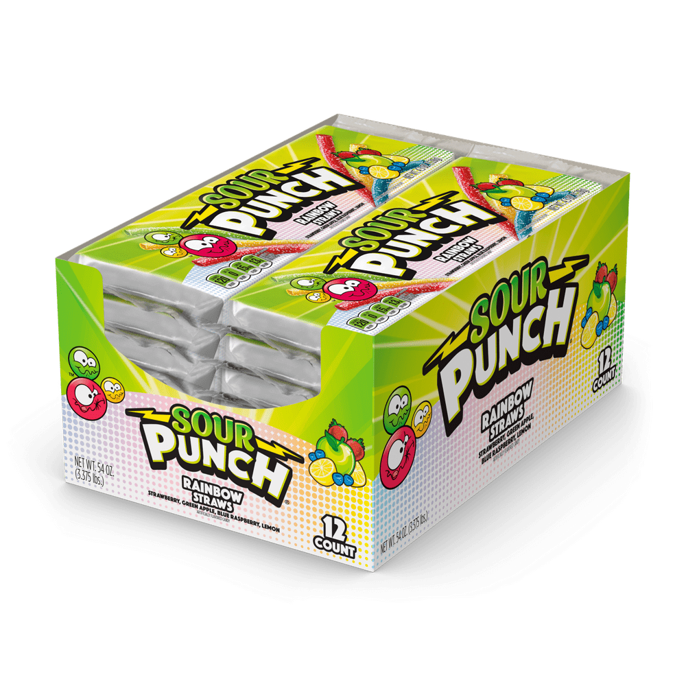 Sour Punch Rainbow Candy Straws Assorted Sour Fruit Flavored Candy 4