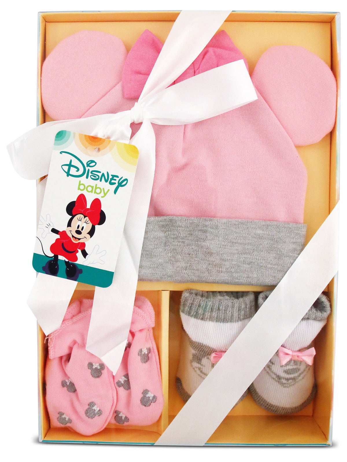 Disney Minnie Mouse Hat, Mitts and Socks Take Me Home Gift Set, Baby Girls,  0-3M