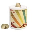 thumbnail image 2 of Vintage Rainbow Piggy Bank, Old Circus Carnival Advertisement Theme Stripes Stars and Fun Fair Tent, Ceramic Coin Bank Money Box for Cash Saving, 3.6" X 3.2", Multicolor, by Ambesonne, 2 of 4