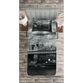 thumbnail image 3 of Ambesonne Scenery Quilted Bedspread Set 2 Pcs, NYC in Black and White, Twin Size, Grey, 3 of 3