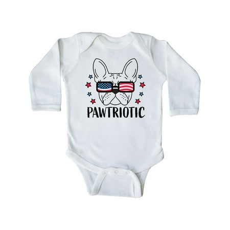

Inktastic Pawtriotic with French Bulldog in American Flag Sunglasses Gift Baby Boy or Baby Girl Long Sleeve Bodysuit