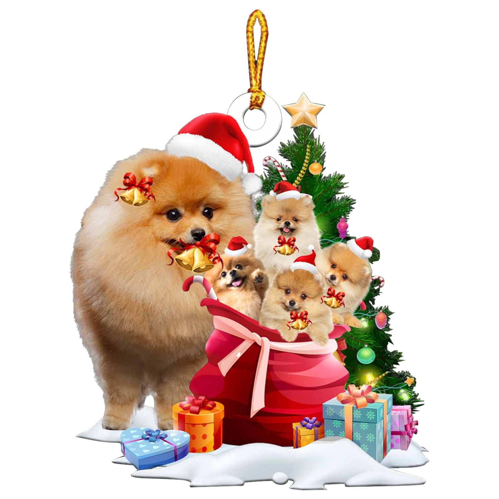 POMERANIAN DOG CHRISTMAS ORNAMENT HOLIDAY XMAS Figurine Scarf  gift RED