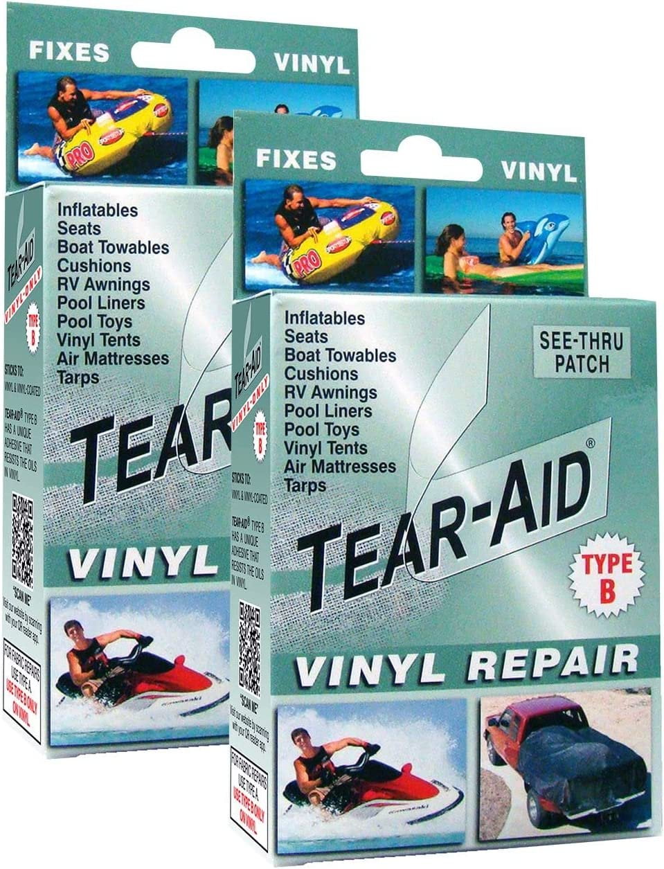 TEAR-AID Inflatable Repair Kit Type B Clear Patch Kit for Vinyl and  Vinyl-Coated Materials Use for Inflatable Bounce House Boat Waterslide Air  Matress More Yellow Box Inflatable Repair (Pack of 1)